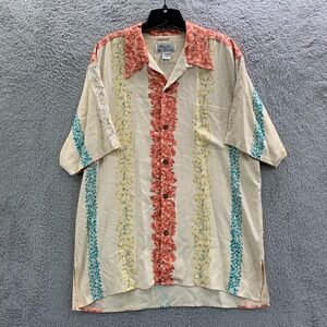 AVANTI Hawaiian Shirt Mens Size Large Button Up Floral Silk